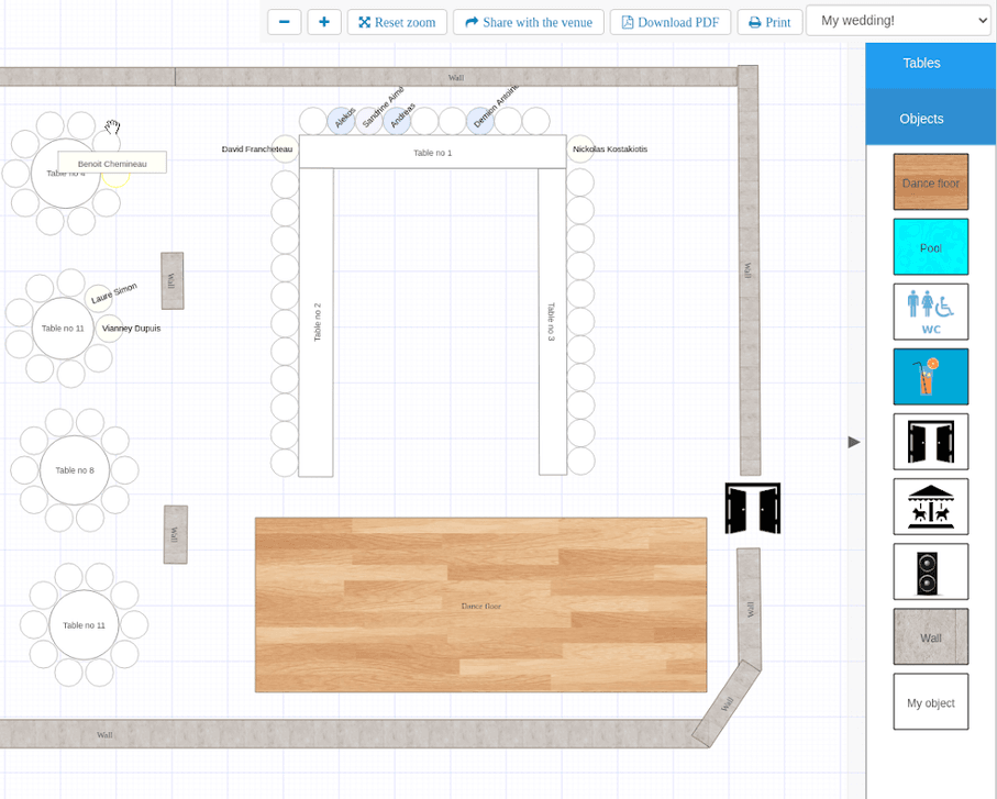 Wedding table plan example